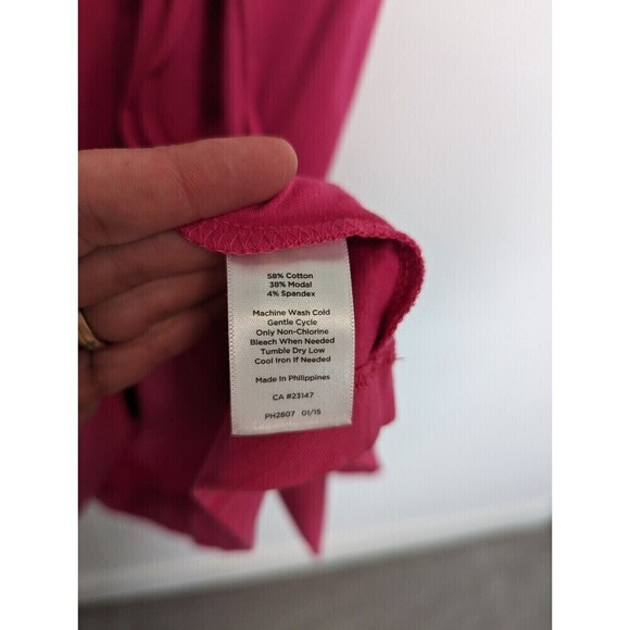 Talbots Faux Wrap Dress Womens Size‎ L Pink Midi Sleeveless Casual Barbie Sun - Picture 8 of 8